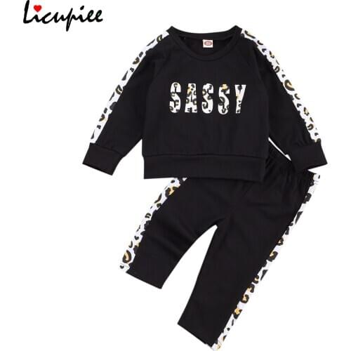 Fashionable Kids Set, Round Neck Long Sleeve Elastic Head Long Pants with Leopard Patterns Autumn and Spring 0-3 Years