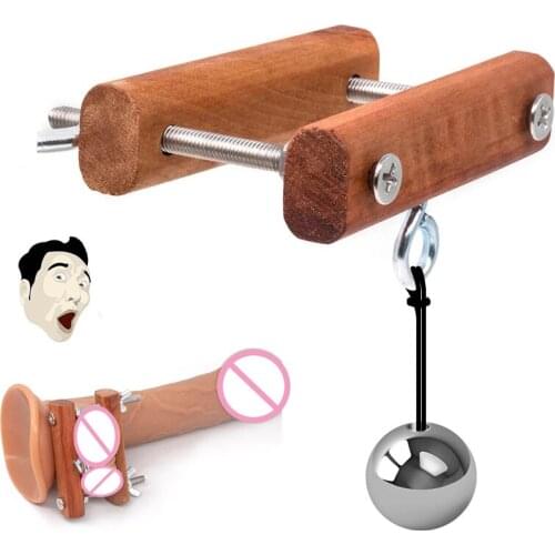 Mens Scrotum Weight-bearing Ring Testicle Pendant Wooden Scrotum Restraint Clip Penis Sleeve Lock Cock Fine Ring Adult Sex Toys