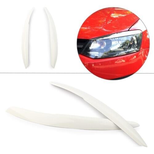 For VW Polo Mk5 6R 6C 2011-2017 ABS Car Head Light Lamp Eyebrow Eyelid Cover Trim 2011 2012 2013 2014 2015 2016 2017 White