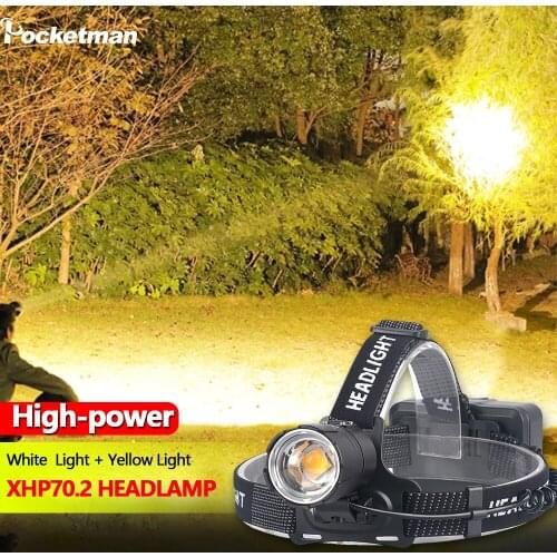50000LM Headlamp Most Powerful Yellow/White Light Outdoor Headlight Headlamps Head Lamp Zoomable Running Fishing Camping