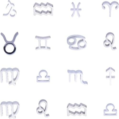 Stainless Steel 12 Constellations Zodiac Sign Charms Making Handcraft Pisces Gemini Pendant Women Necklaces Bracelet Jewelry