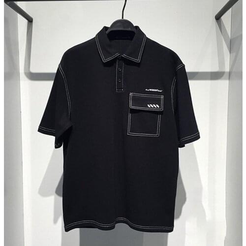 Harajuku New Streetwear Polo Shirt Lapel Short Sleeve T-shirt Pocket Summer Blouse Korean Style Mens Clothing