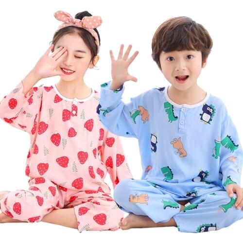 Boys Girls Pajamas New Summer Long Sleeve Childrens Clothing Sleepwear Cotton Pyjamas Sets For Kids 4 6 8 10 12 Years