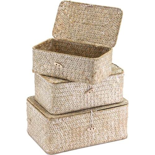 Wicker basket cover retro cosmetics cosmetics jewelry storage box groceries container clothes childrens toys travel organizer
