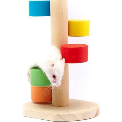 Natural Wooden Colorful Scaling Ladder Fun Play Pet Toys Rat Hamsters Toy Wooden Hamster Funny Exercise Lookout Tower Mouse Toys