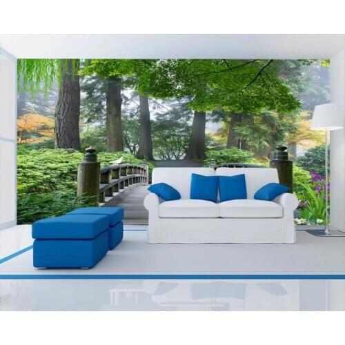 Custom 3d murals wallpaper for walls 3 d Idyllic forest mural big tree forest trail landscape background wall papers home decor