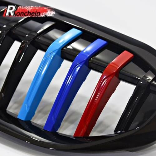 RONCHEIN 3pcs/Lot BMW Front Grille Trim Strips 3D Motorsport Stickers for BMW 3 Series G20 G21 M Performance M Color Accessories