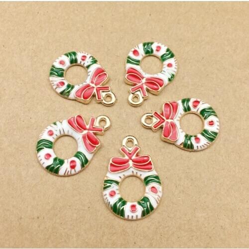 Christmas Wreath Hanging Tree Pendant European and American Christmas Accessories Earrings Pendant Handmade DIY Jewelry Material