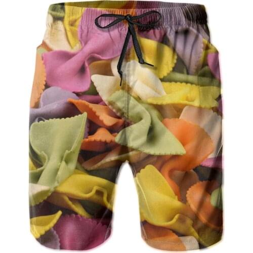 Summer Men Beach Short Breathable Quick Dry Humor Graphic Food Full Printed,Sausage Party running Noodles Hawaii Pants