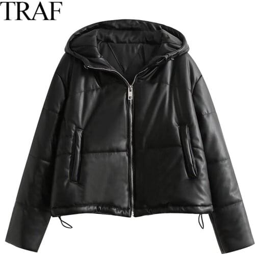 TRAF Women's Leather Down Jackets