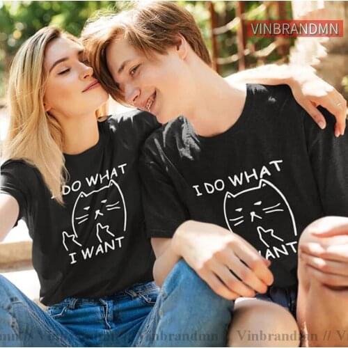 Vinbrandmn I Do What I Want T Shirt women men Cat Middle Finger Cotton Plus Size Design Hand-drawn Pattern Print Summer Tops Tee