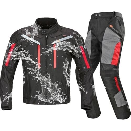 Waterproof Motorcycle Jacket Summer Moto Jacket +Pants Riding Racing Breathable Motorbike Clothing Protector Moto Suit Armor