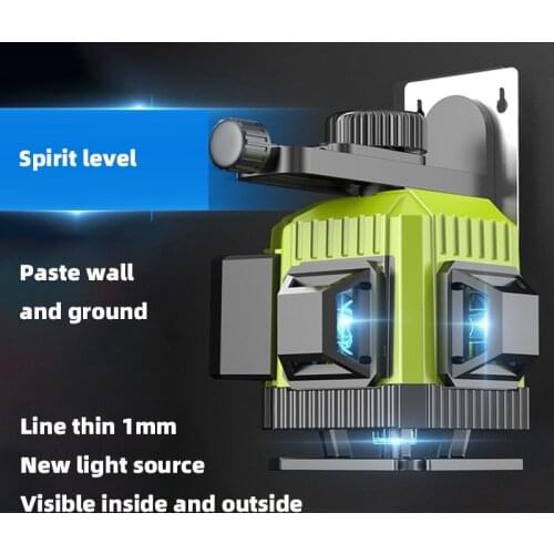 High-precision strong light beam level 12-line green light blue infrared laser level wall sticker level