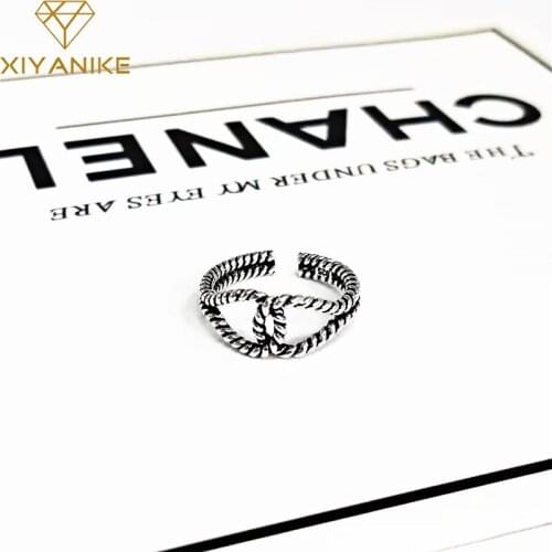 XIYANIKE 925 Sterling Silver Vintage Simple Opening Ring Handmade Jewelry Accessories For Women Wedding Couple Customize Gift