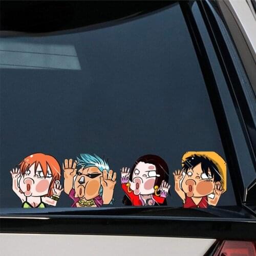 One Piece Luffy Game Funny Anime Peeking Glass Vinyl Decal Sticker PVC Cover Scratches Waterproof Window Windshield Accessories
