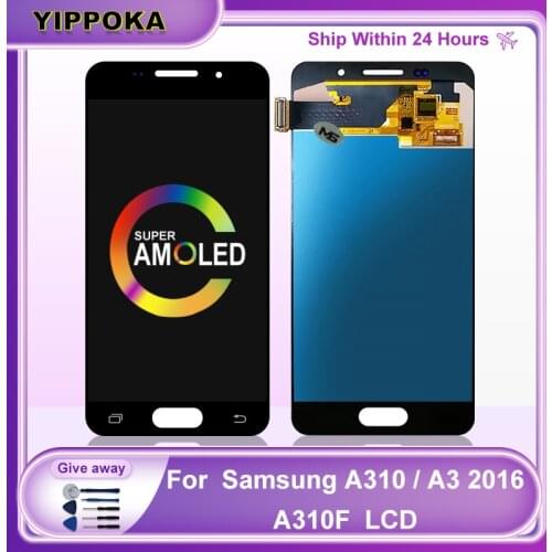 Super AMOLED A310 Display For Samsung Galaxy A310 A3 2016 LCD Display Touch Screen Digitizer Replacement Parts For A310F LCD