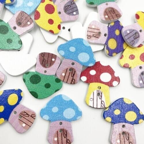 10/50/100pcs Mushroom Pattern Wooden Buttons Randomly Mixed Sewing Supplies /Decorative /Scrapbook Supplies WB479