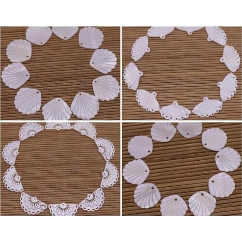 10 PCS Fan Shape White pink Shell Mother of Pearl Jewelry Making Choose Size