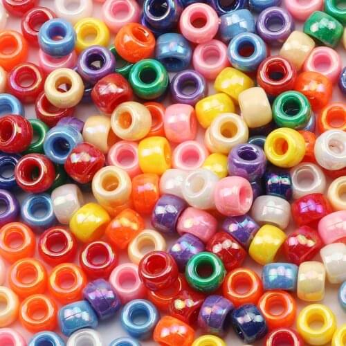 100Pcs 6*9mm Mixed Candy Color Big Hole Spacer Acrylic Beads Handmade Garment Beads For Diy Clothing Sewing Crafts