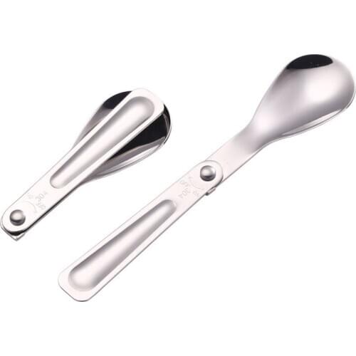 2pcs Folding Spoon For Ice cream Dessert Rice Coffee Stirring Stainless Steel Tablewares Picnic Cutlery Outdoor Portable Camping