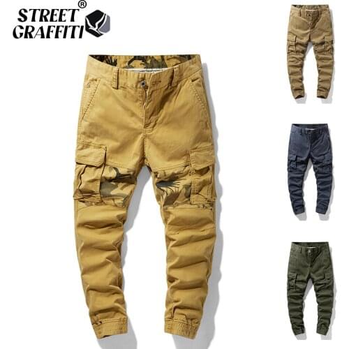2021 New Spring Mens Cotton Casual Cargo Pants Men Clothing Autumn Fashion Elastic Waist Quality Overalls Tipo Men Cargo Pants