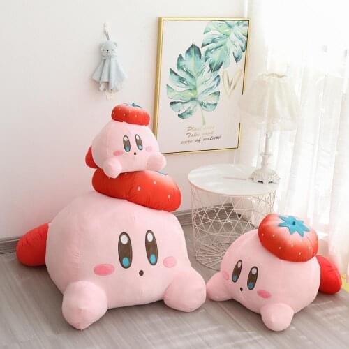 27Cm/Pcs Kawaii Kirby Plushie Sanrio Plush Strawberry Beret Star Anime Cartoon Cute Dolls Anime Plush Toy For Girl Birthday Gift