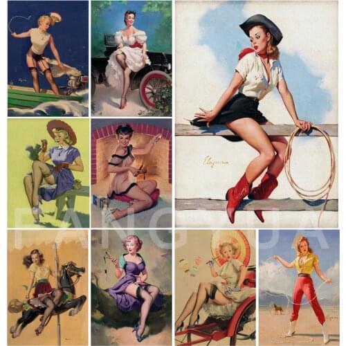 Vintage Sex Woman 5D Diy Diamond Painting Cross Stitch Full Square Round Drill Beautiful Girl Embroidery Art Wall Decor Craft