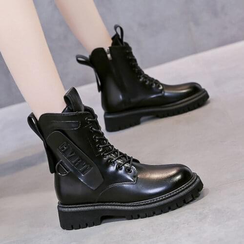 Boots Female 2021 Genuine Leather Women Booties Lace Up White Winter Women Shoes Non-slip Girl Martin Boots