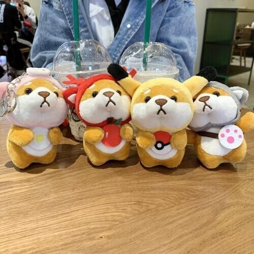 Corgi dog key chain pendant puppy dog plush doll school bag pendant Shiba Inu cute backpack doll keychain