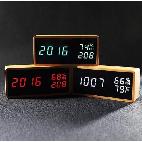 Rechargeable Alarm Clock Temperature Humidity Monitor Table Alarm Clocks Sound Control Snooze LED Digital Clocks Desktop Clocks