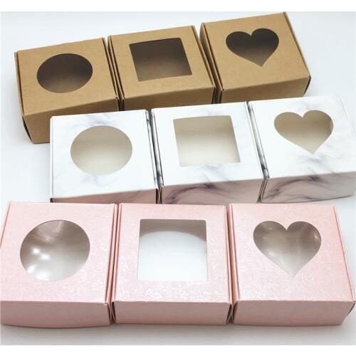 50PCS 6.5x6.5x3cm kraft fashion printing "Handmade with love" Gift boxes Paper Jewelry Boxes display case accept custom logo