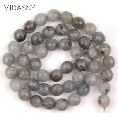 Natural Mineral Stone Faceted Grey Labradorite Beads For Jewelry Making 4 6 8 10mm Spacer Beads Diy Bracelets Necklaces 15