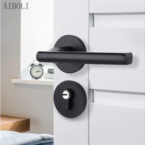 Black Modern Minimalist Mute Bedroom Door Lock Room Interior Wooden Door Lock Split Lock Home Improvement Hardware Lock