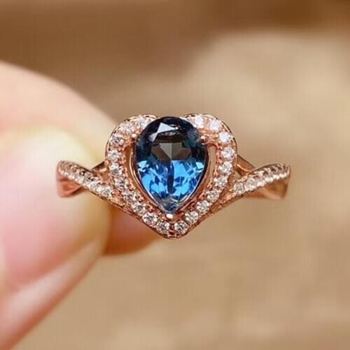 CoLife Jewelry 925 Silver Heart Ring with Gemstone 5mm*7mm Natural Topaz Ring Fashion Topaz Silver Ring for Daily Wear
