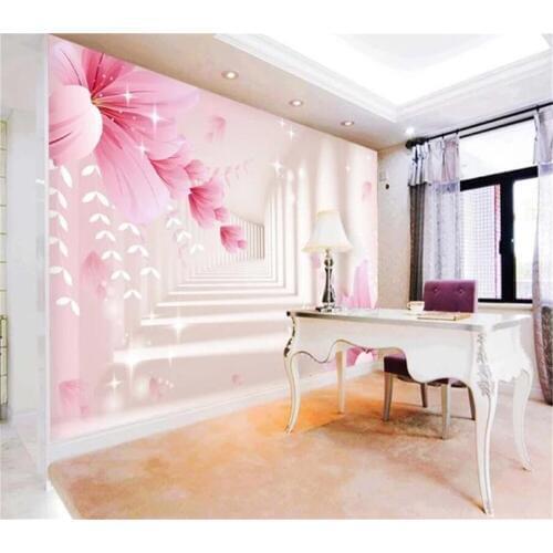 Decorative wallpaper 3D pink flower background wall painting