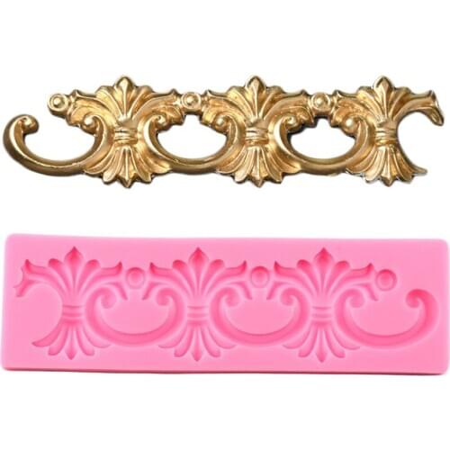 Europe Scroll Relief Border Silicone Molds Flower Fondant Mould Cake Decorating Tools Candy Clay Chocolate Gumpaste Moulds