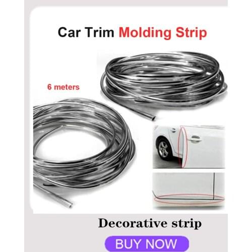 6M Chrome Moulding Trim Strip Car Door Edge Scratch Guard Protector Cover Strip Roll Chrome Moulding Trim Strip 2021 New