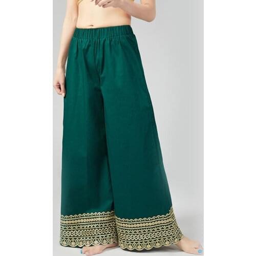 Indian Womens Wear Pure Cotton Mid Waist Straight Tube Wide Leg Pants Daily Trendy Loose Pants National Costume