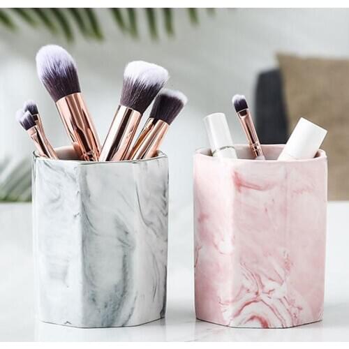 Ceramic Cosmetic Make-up Brush Storage Box Jar Pen Holder Desktop Organizer Home Decora Decoration Accessiories Desk Ornament