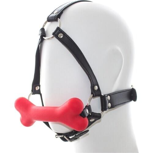 Leather Harness Head Bondage Belt Dog Bone Mouth Gag Adult Games Slave BDSM Restraints Sex Tools For Couples Erotic Toys