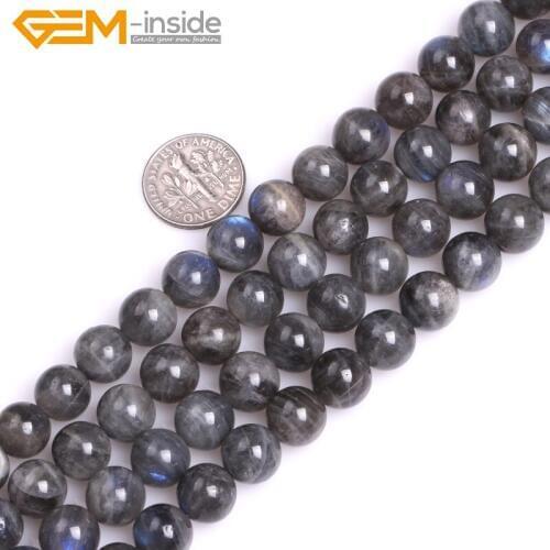 Gem-inside 6-12mm Natural Stone Round Blue Rainbow Labradorite Beads For Jewelry Making Beads 15inch DIY