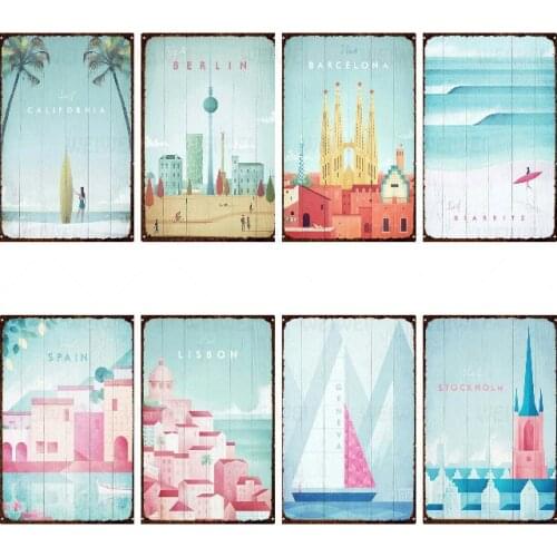 Travel Metal Poster Plaque Metal Vintage Metal Tin Sign Home Decor Wall Decor For Living Room Beach House Decorative Plate