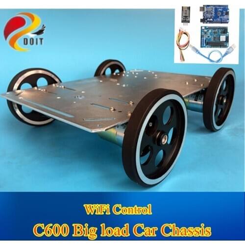 DOIT C600 Car Chassis 4WD Big Load RC Car Model With Wifi Control Kit 4Motor Development Board, Big Power Drive Board ESPduino