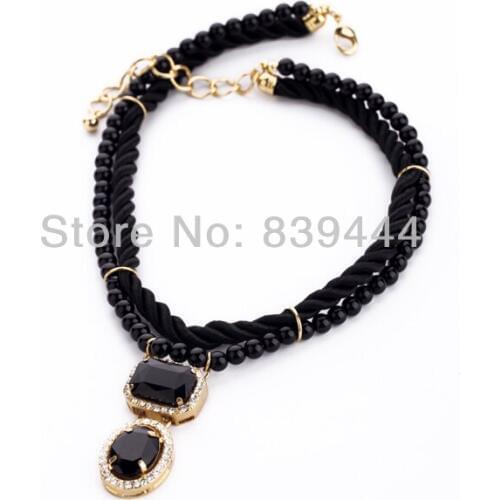 Fashion Collar Jewelry Rope Beaded Chain Necklace Statement Women Friendship Necklace Black White