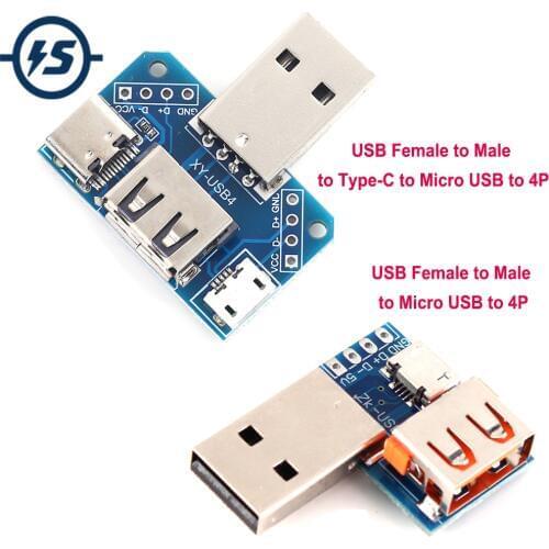 2.54mm USB Converter Standard USB Female to Male to Micro USB to 4P Terminal Adapter Board