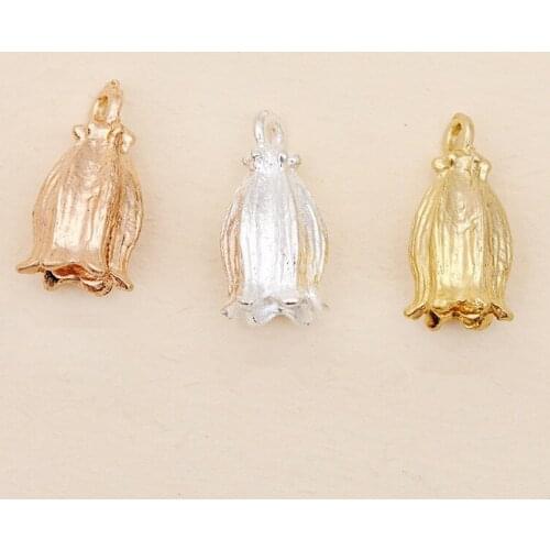 50PCS 7*16mm Metal Alloy Bead Cap Flowers Tray Pendant Charm For Jewelry Making