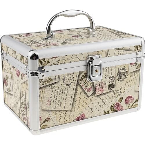 Portable Aluminum Makeup Cosmetic Box Jewelry Storage Organizer Case W/ Lock