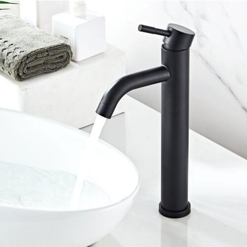 Bathroom Basin Faucets Black Brass Bathroom Mixer Faucet Cold And Hot Water Mixer Sink Taps Single Handle Deck Mounted Crane Tap