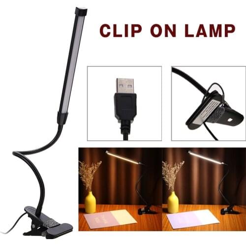 LED Eye Protection Reading Lamp Clip On Desk Lamp Flexible Arm 10 Dimmable Light Levels 5V 8W Student Study Room Night Light