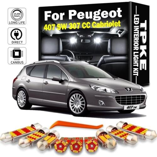 For 2004-2010 Peugeot 407 SW/ 307 CC Cabriolet White Car Accessories Canbus Error Free LED Interior Light Reading Light Kit Map